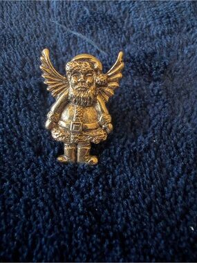 Gold tone Angel Gnome Pin - Decorative Metal Brooch